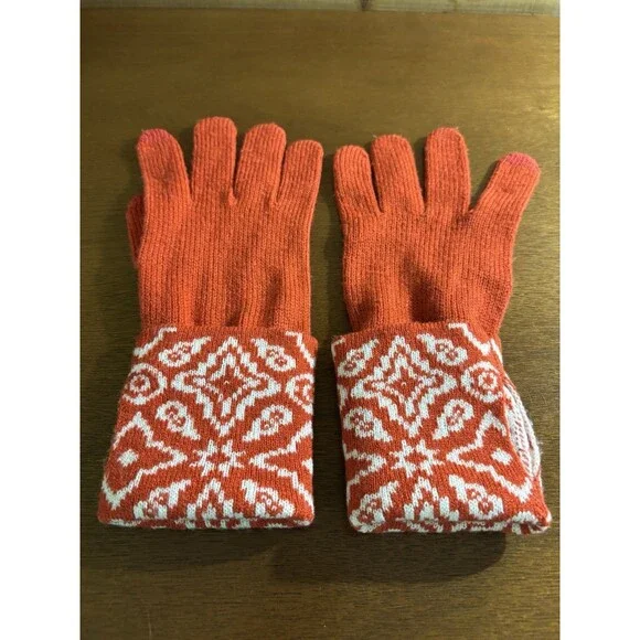 Vera Bradley Gloves Orange Silhouette Pattern Long Foldable Versatile Soft - Picture 3 of 9